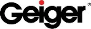 Geiger logo in black lettering with a red dot above the “i.”