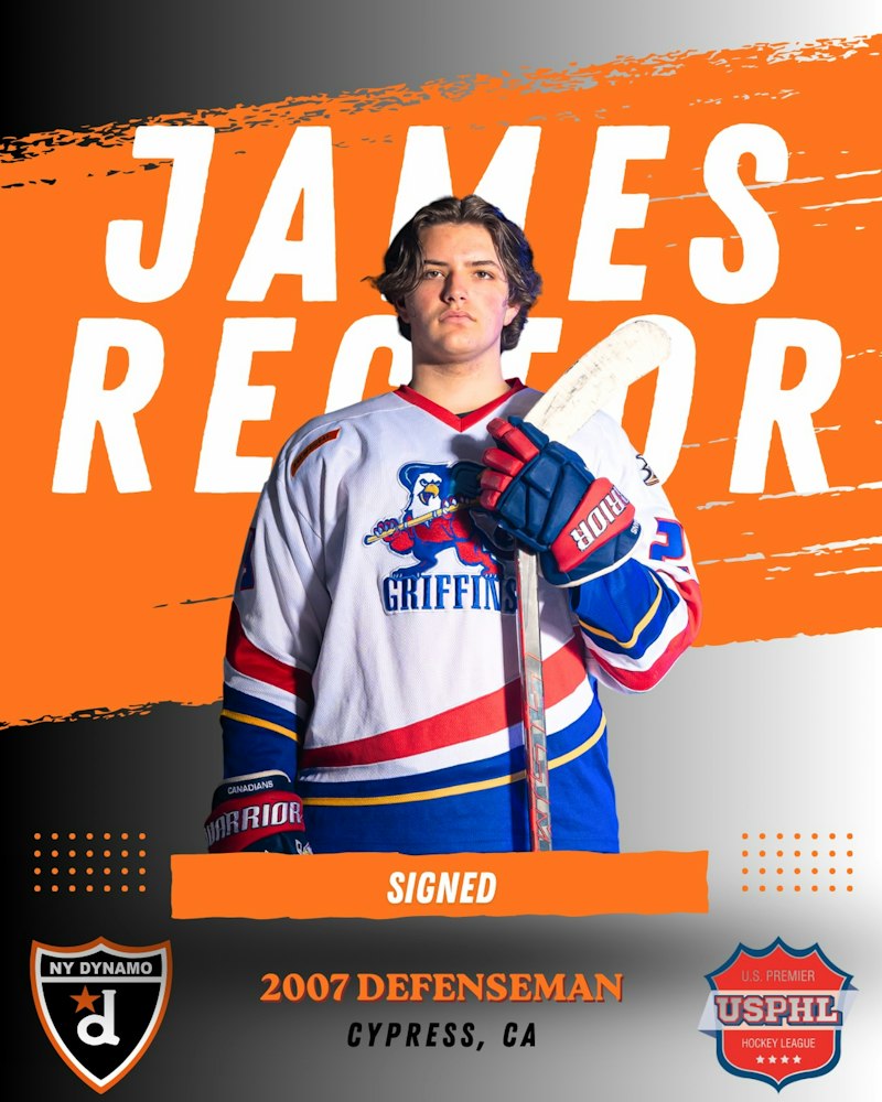 Signed: James Rector 2007 Defenseman from Cypress, CA